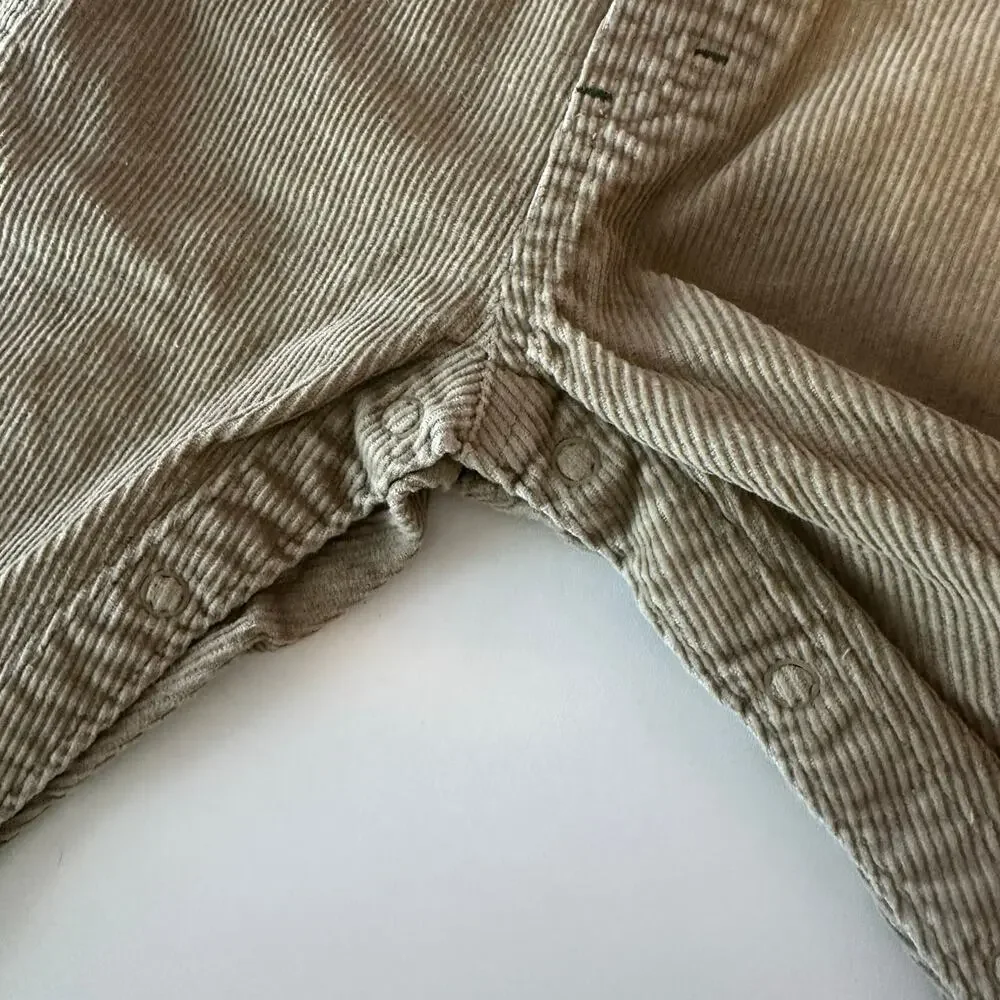 Baby Oshkosh B’Gosh VTG Corduroy Tan Overalls Size 12 Months Wilderness Troop 95